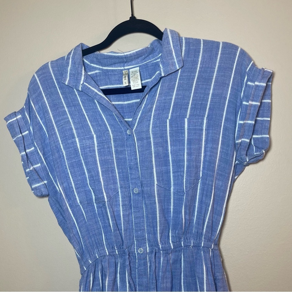 Japna Striped High Low Dress in Blue and White - Picture 2 of 6